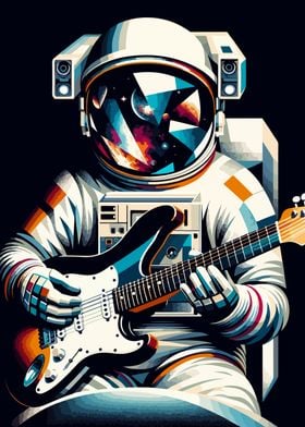 astronaut playing guitar  