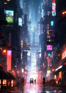 Cyberpunk City Night Style