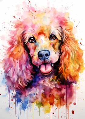 Poodle in Vivid Watercolor