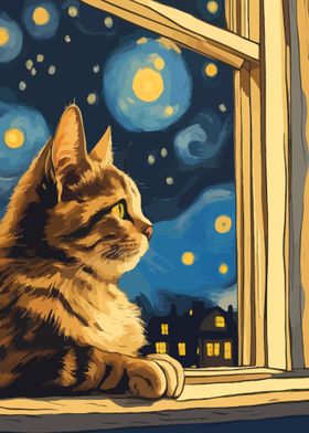 Starry Night Cat