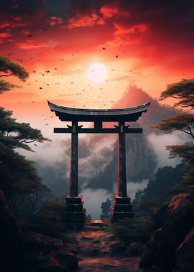 Japanese Torii gate Dawn