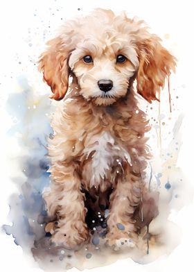 Puppy Poodle in Watercolor