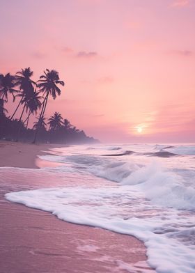 Sandy Beach Ocean Sunset