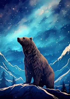 Brown Bear Aurora Borealis