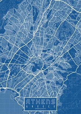 Athens City Map Blueprint