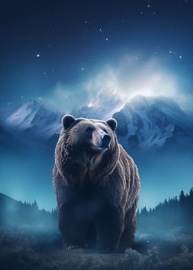 Brown Bear starry Aurora