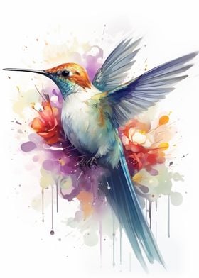 Watercolor Hummingbird 