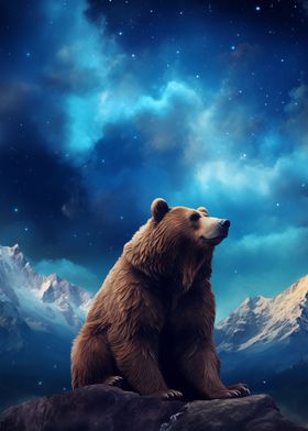 Brown Bear starry Aurora