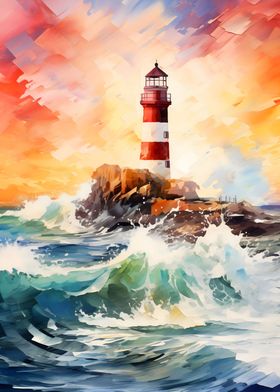 Watercolor Lighthouse 