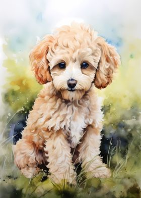 Puppy Poodle in Watercolor