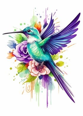 Watercolor Hummingbird 