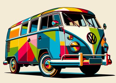 hippie bus wpap colorful 