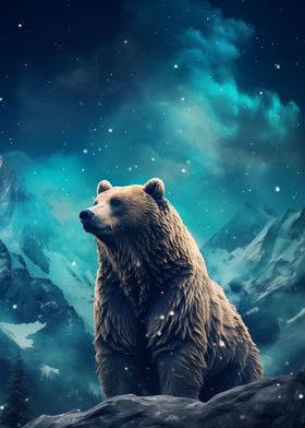 Brown Bear Aurora Borealis