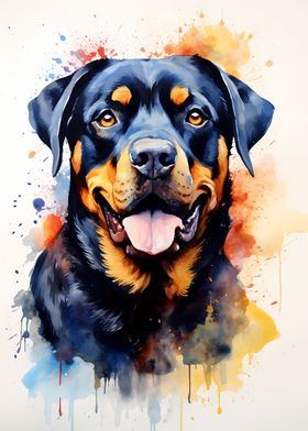 Rottweiler in Watercolor