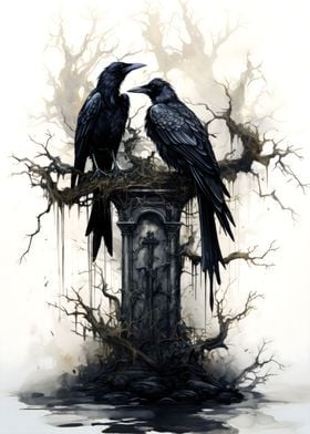 Crow Ravens ink