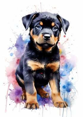 Rottweiler in Watercolor