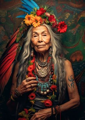 Old indian shaman lady