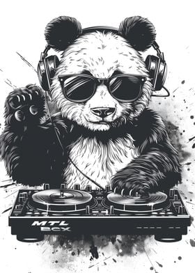 DJ Panda Black White Art