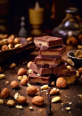 Sweet chocolate and nuts