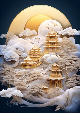 Asian Landscape Papercut
