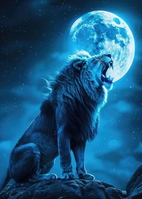 Lion Under A Full Moon