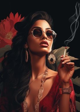  woman smoking art  Bar W