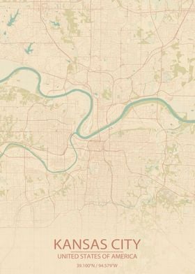 Kansas City MO Vintage Map