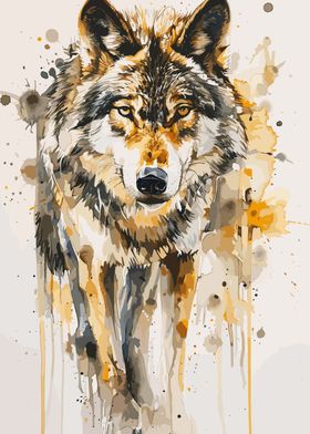 Wolf Watercolor Painting