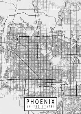 Phoenix City Map Light