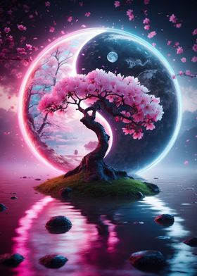 Sakura tree Yin Yang
