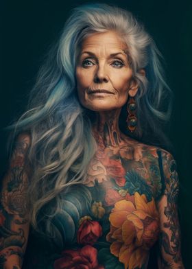 Tattoo beautiful old woman