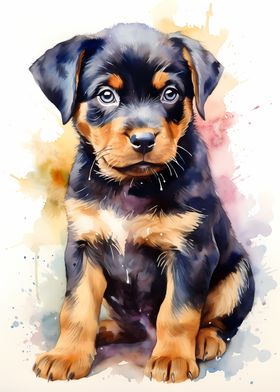 Rottweiler in Watercolor