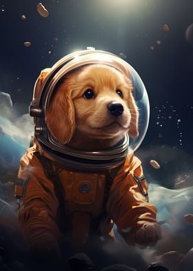 Golden Retriever Astronaut