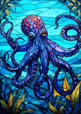 Octopus Sea Stained Glass 