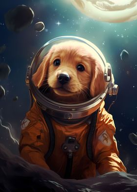 Golden Retriever Astronaut