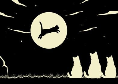 Nighttime Cat Silhouette