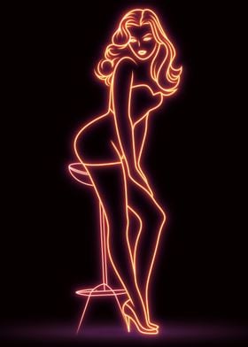 Neon Pinup Girl