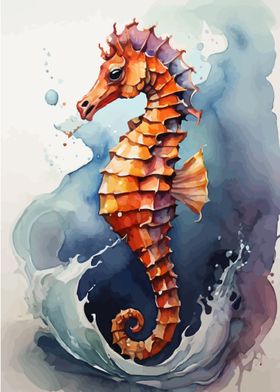 Seahorse watercolor art