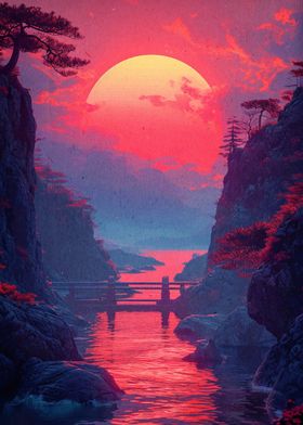 Japanese Sunset Landscape