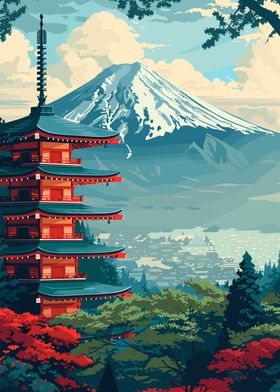 Japan Pagoda Landscape