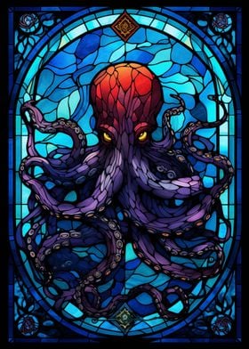 Octopus Stained Glass Art