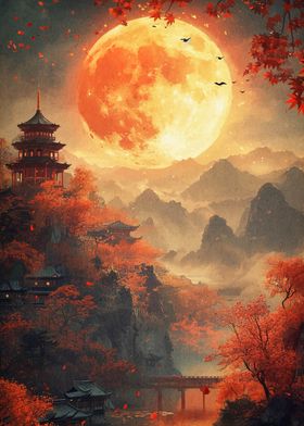 Japanese Sunset Landscape