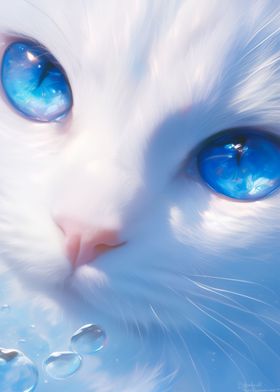 Anime style white cat