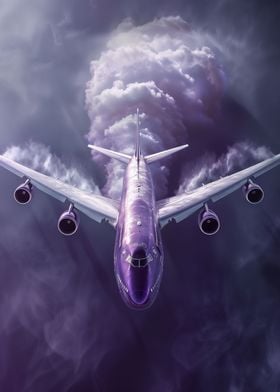 Purple Airplane on The Sky