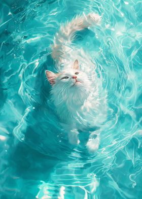 Lazy Cat on Water