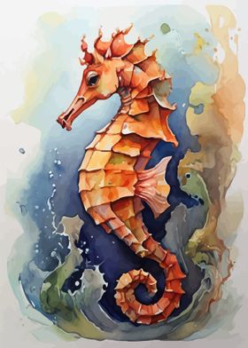 Seahorse watercolor