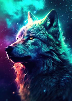 Wolf Night Galaxy Aurora