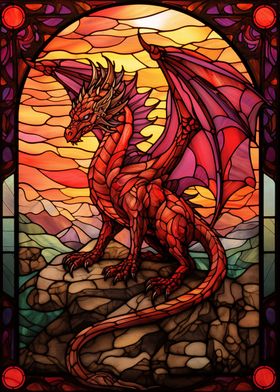 Fire Dragon Stained Glass