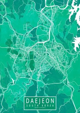 Daejeon City Map Watercolo