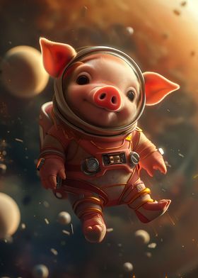 Cute Piglet Space Suit